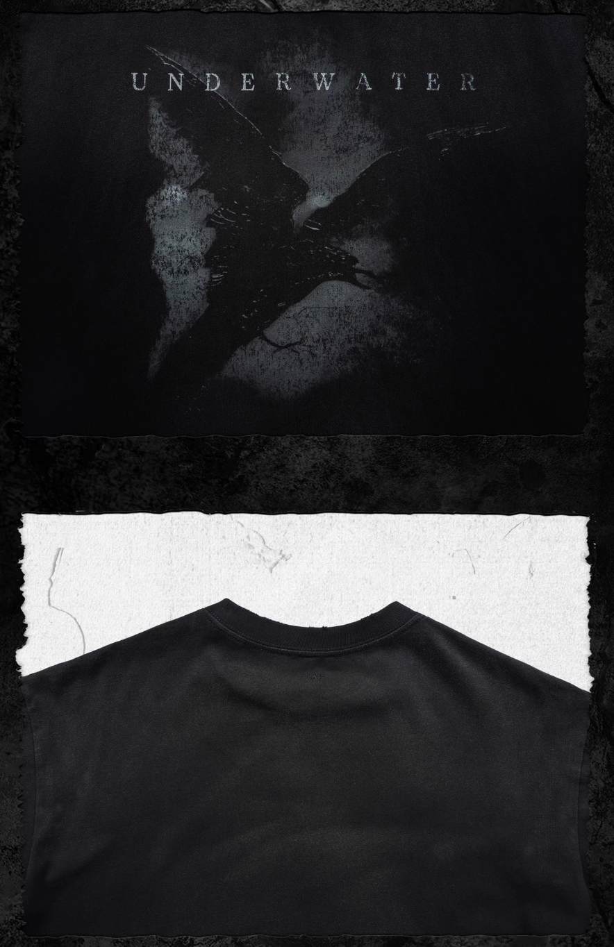 UNDERWATER Night Raven Print Washed Distressed Tee | Face 3 Face