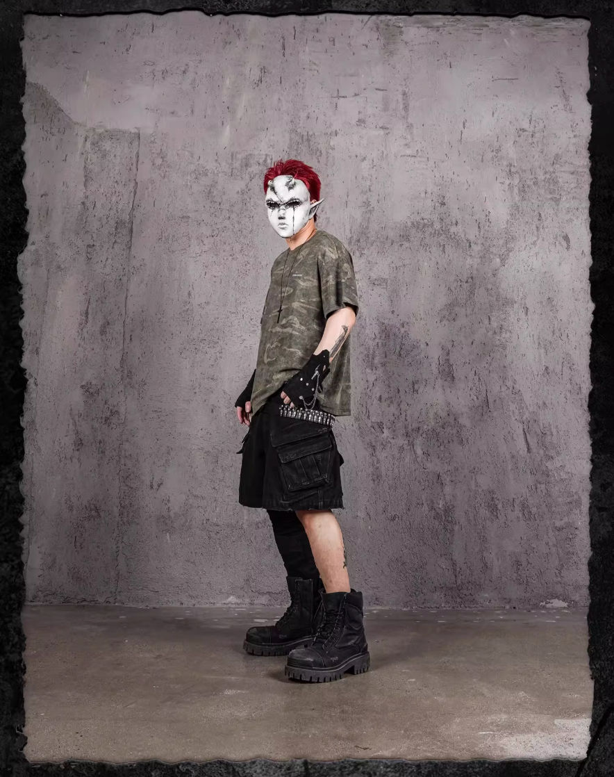 UNDERWATER Handmade Cut Distressed Camouflage Tee | Face 3 Face