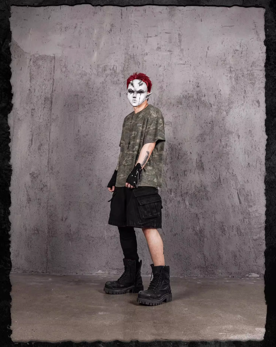 UNDERWATER Handmade Cut Distressed Camouflage Tee | Face 3 Face