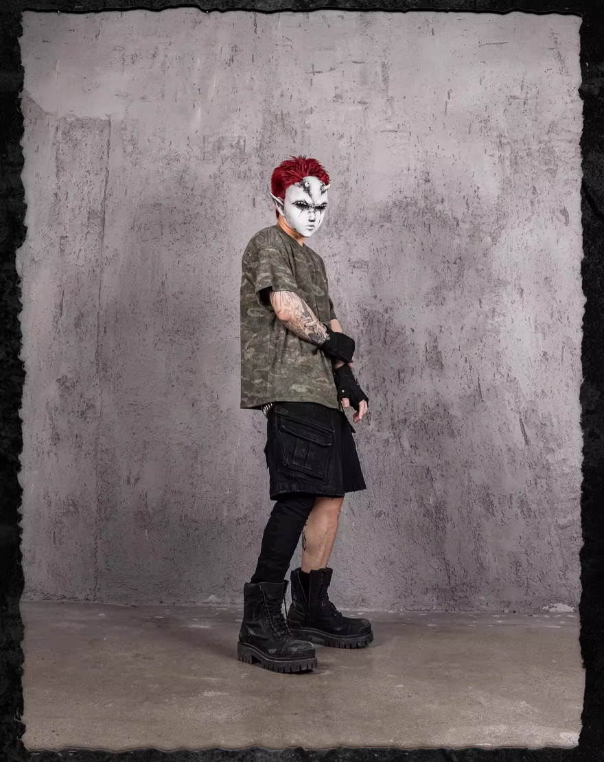 UNDERWATER Handmade Cut Distressed Camouflage Tee | Face 3 Face