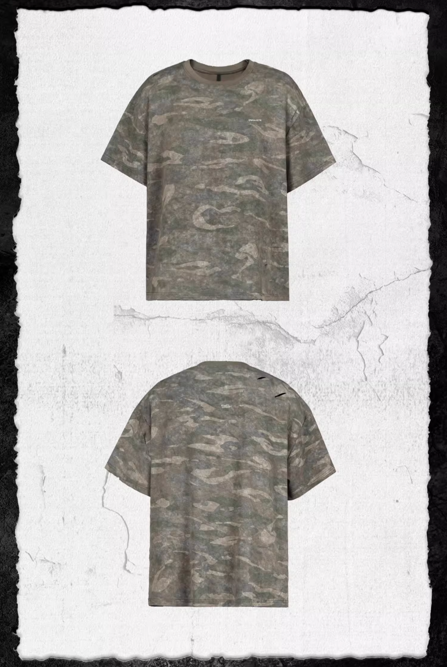 UNDERWATER Handmade Cut Distressed Camouflage Tee | Face 3 Face