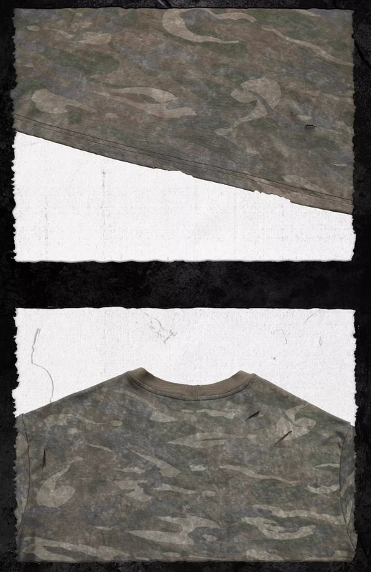 UNDERWATER Handmade Cut Distressed Camouflage Tee | Face 3 Face