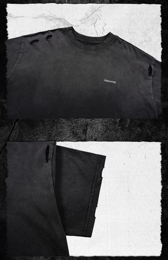 UNDERWATER Handmade Cut Distressed Dust Black Tee | Face 3 Face