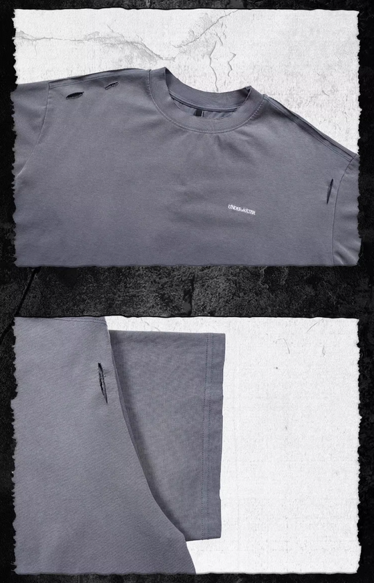 UNDERWATER Handmade Cut Distressed Dust Blue Tee | Face 3 Face