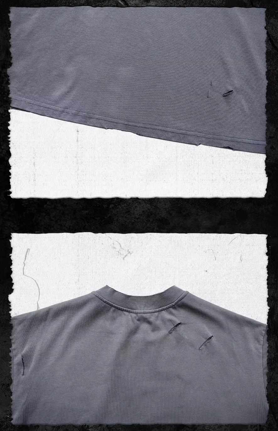 UNDERWATER Handmade Cut Distressed Dust Blue Tee | Face 3 Face