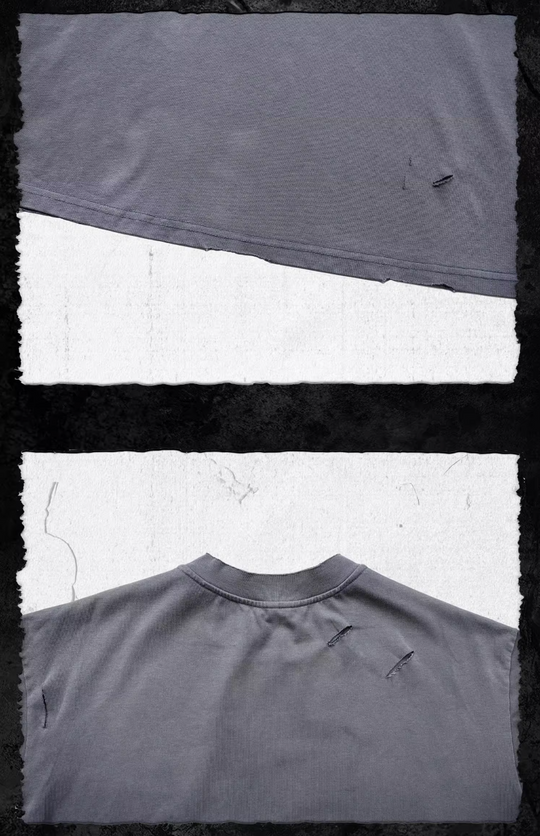 UNDERWATER Handmade Cut Distressed Dust Blue Tee | Face 3 Face