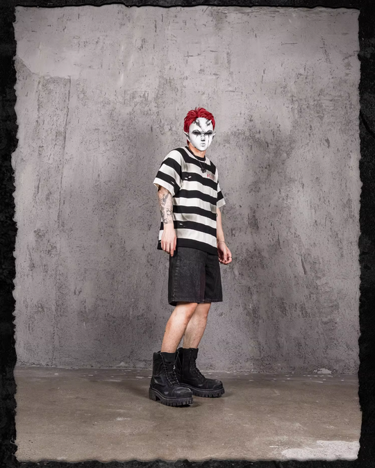 UNDERWATER Jailbird Dirty Dye Cut Distressed Stripe Tee | Face 3 Face