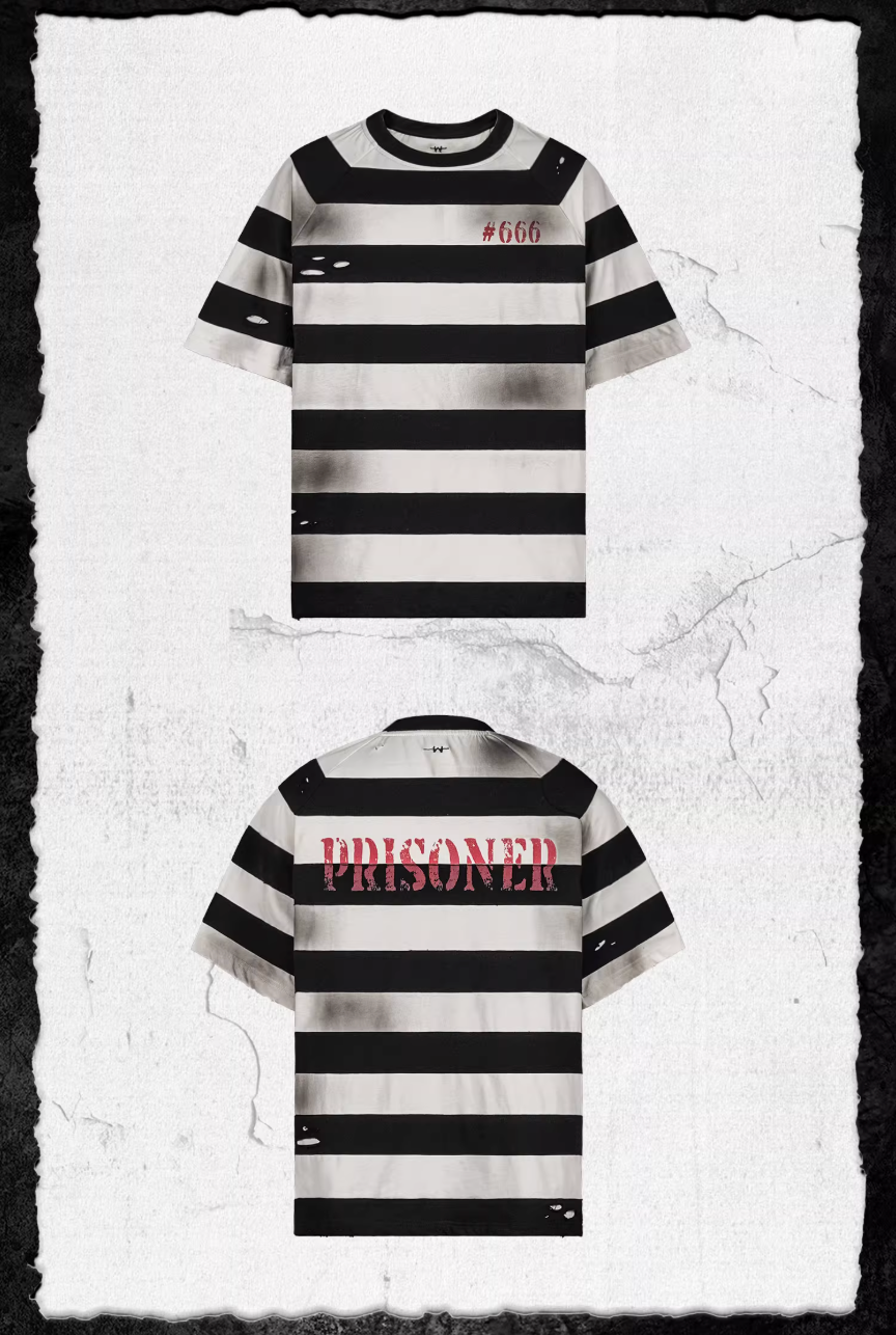 UNDERWATER Jailbird Dirty Dye Cut Distressed Stripe Tee | Face 3 Face