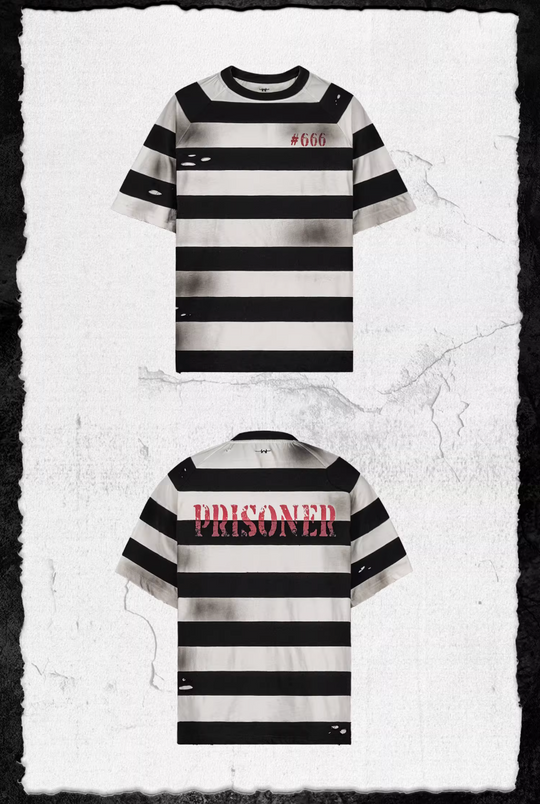 UNDERWATER Jailbird Dirty Dye Cut Distressed Stripe Tee | Face 3 Face