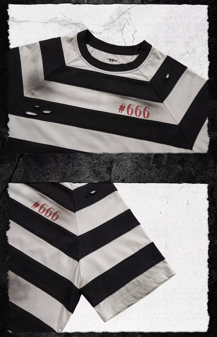 UNDERWATER Jailbird Dirty Dye Cut Distressed Stripe Tee | Face 3 Face