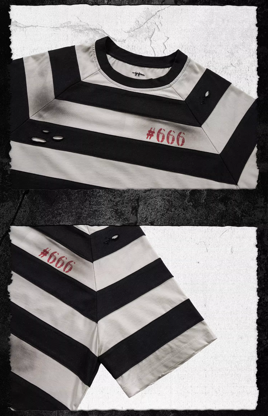 UNDERWATER Jailbird Dirty Dye Cut Distressed Stripe Tee | Face 3 Face