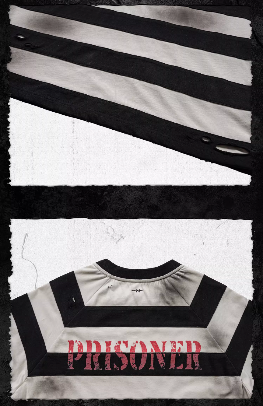 UNDERWATER Jailbird Dirty Dye Cut Distressed Stripe Tee | Face 3 Face