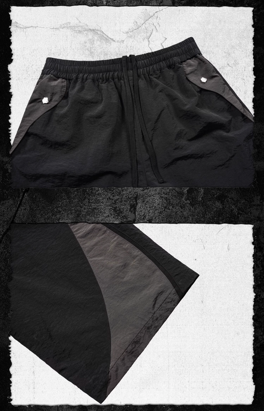 UNDERWATER Curved Mesh Patchwork Nylon Shorts | Face 3 Face