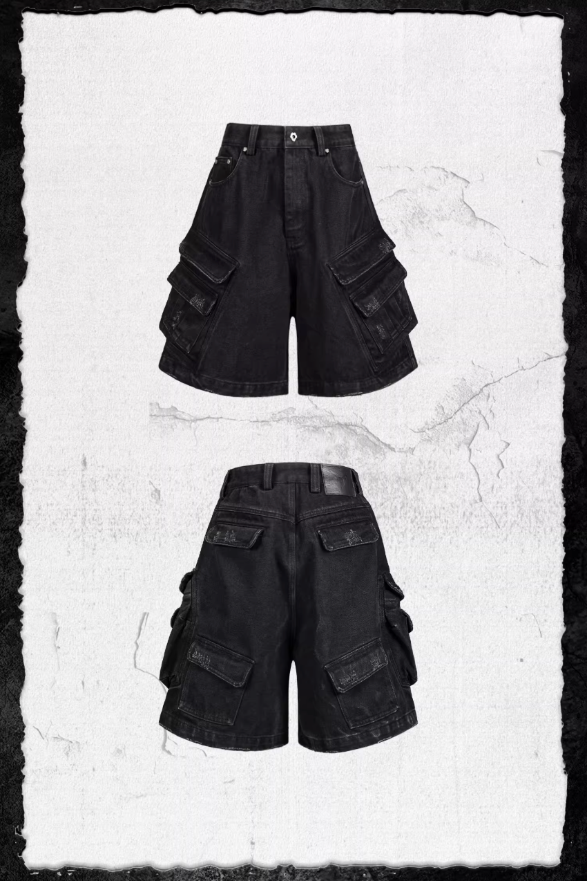 UNDERWATER Aged Multi Pocket Denim Shorts | Face 3 Face