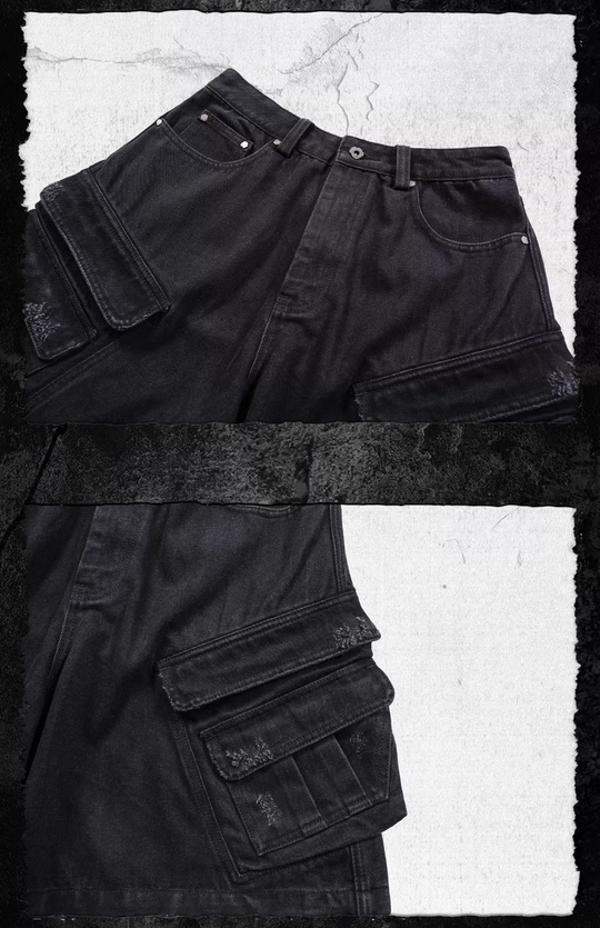 UNDERWATER Aged Multi Pocket Denim Shorts | Face 3 Face