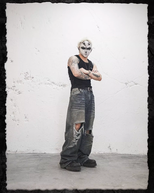 UNDERWATER Dirty Dye Aged Torn Baggy Jeans | Face 3 Face