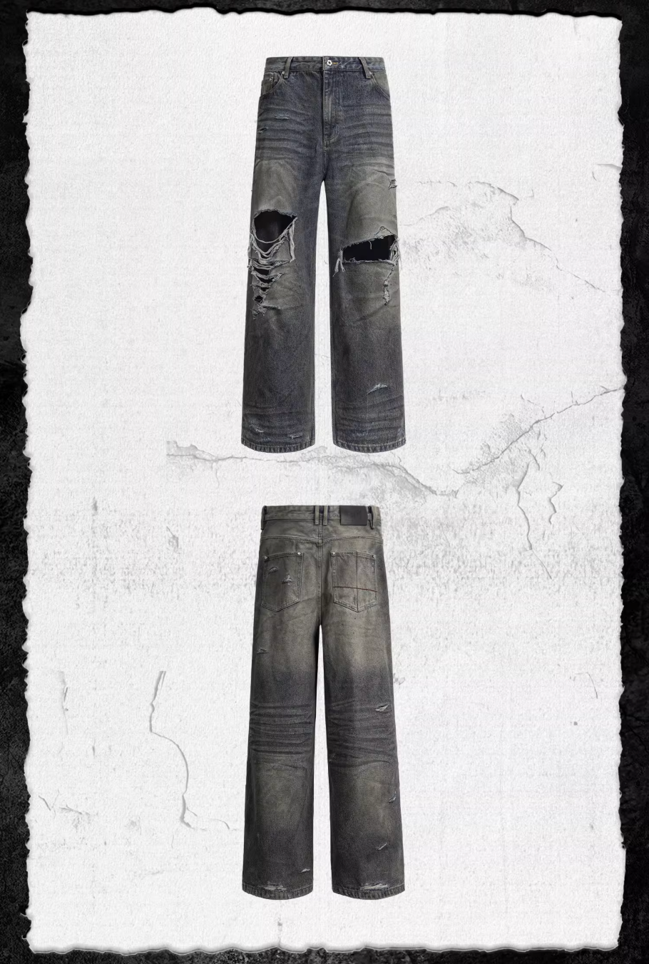 UNDERWATER Dirty Dye Aged Torn Baggy Jeans | Face 3 Face
