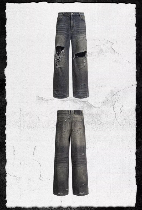 UNDERWATER Dirty Dye Aged Torn Baggy Jeans | Face 3 Face
