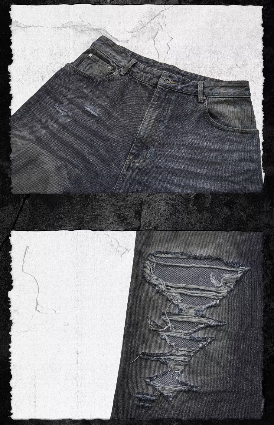 UNDERWATER Dirty Dye Aged Torn Baggy Jeans | Face 3 Face
