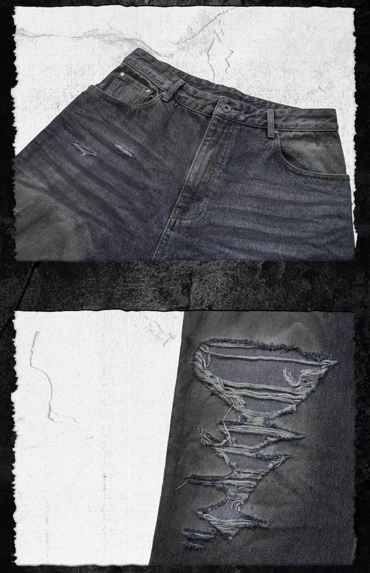 UNDERWATER Dirty Dye Aged Torn Baggy Jeans | Face 3 Face