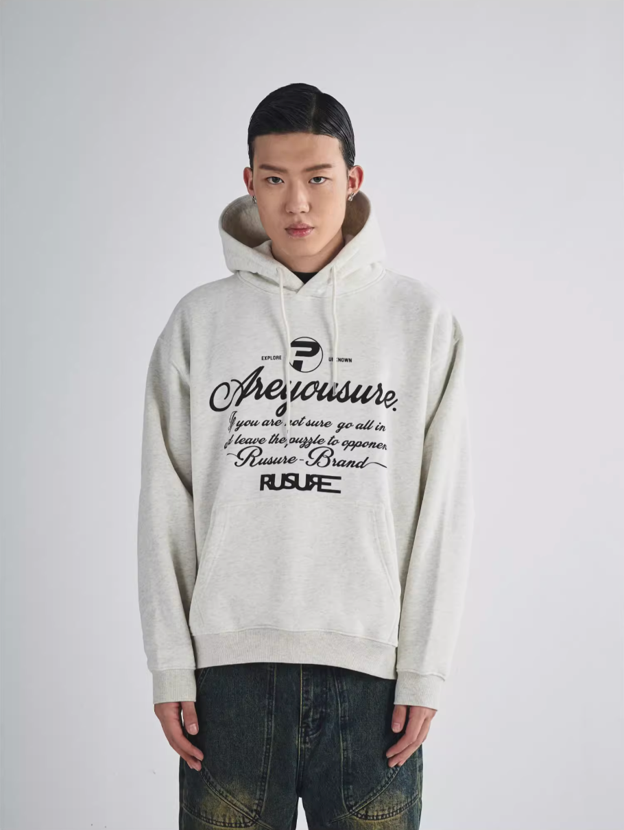 RUSURE Flower Gray Slogan Hoodie | Face 3 Face