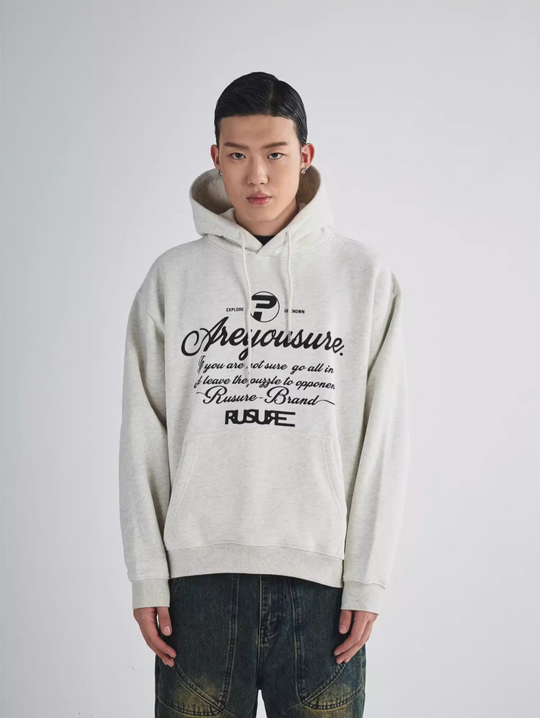 RUSURE Flower Gray Slogan Hoodie | Face 3 Face