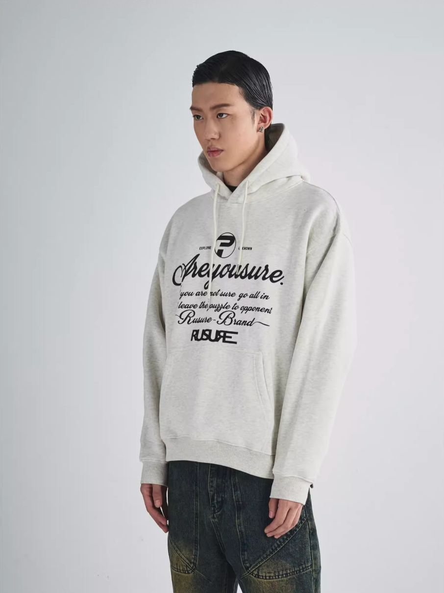 RUSURE Flower Gray Slogan Hoodie | Face 3 Face