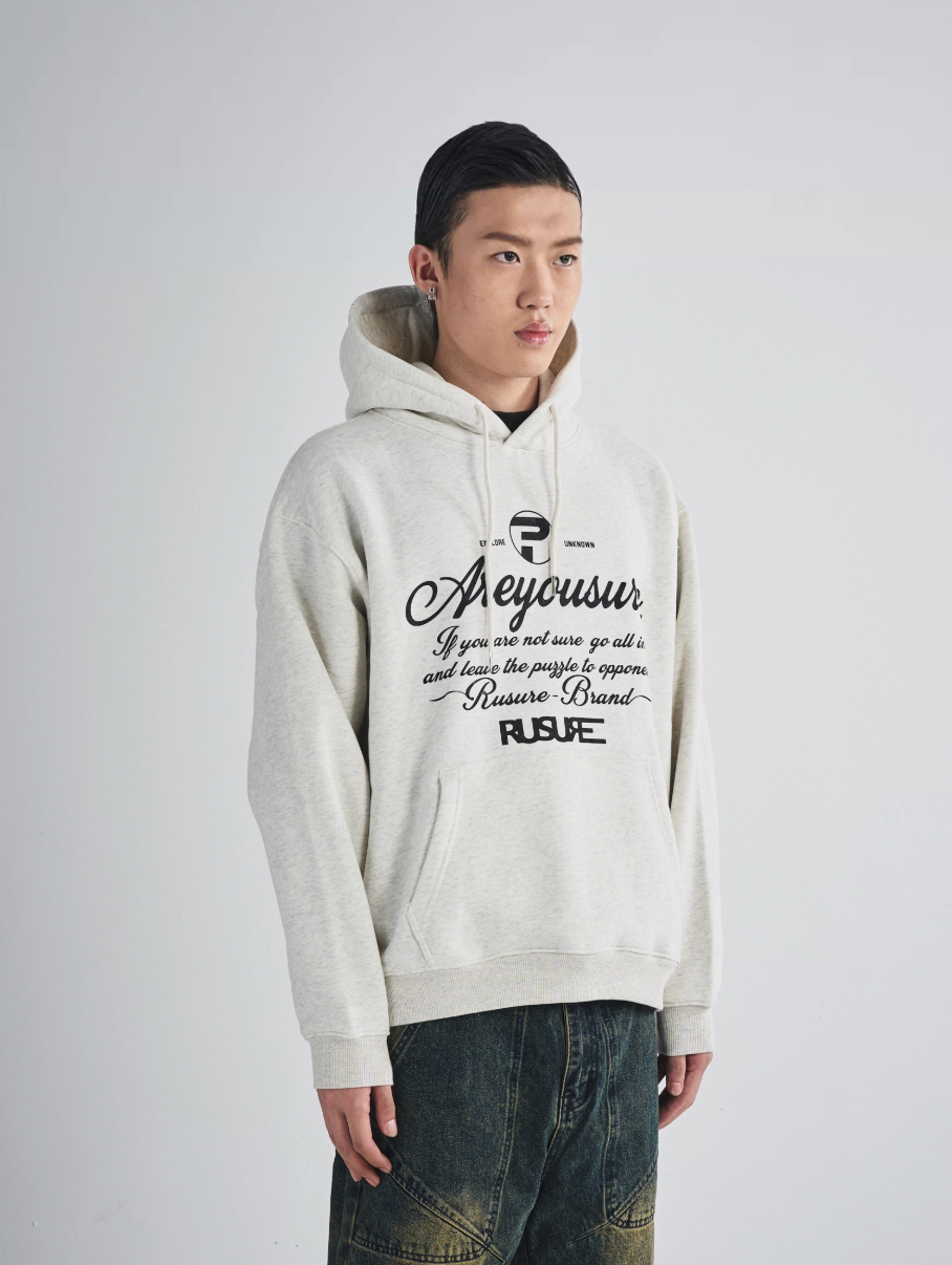 RUSURE Flower Gray Slogan Hoodie | Face 3 Face