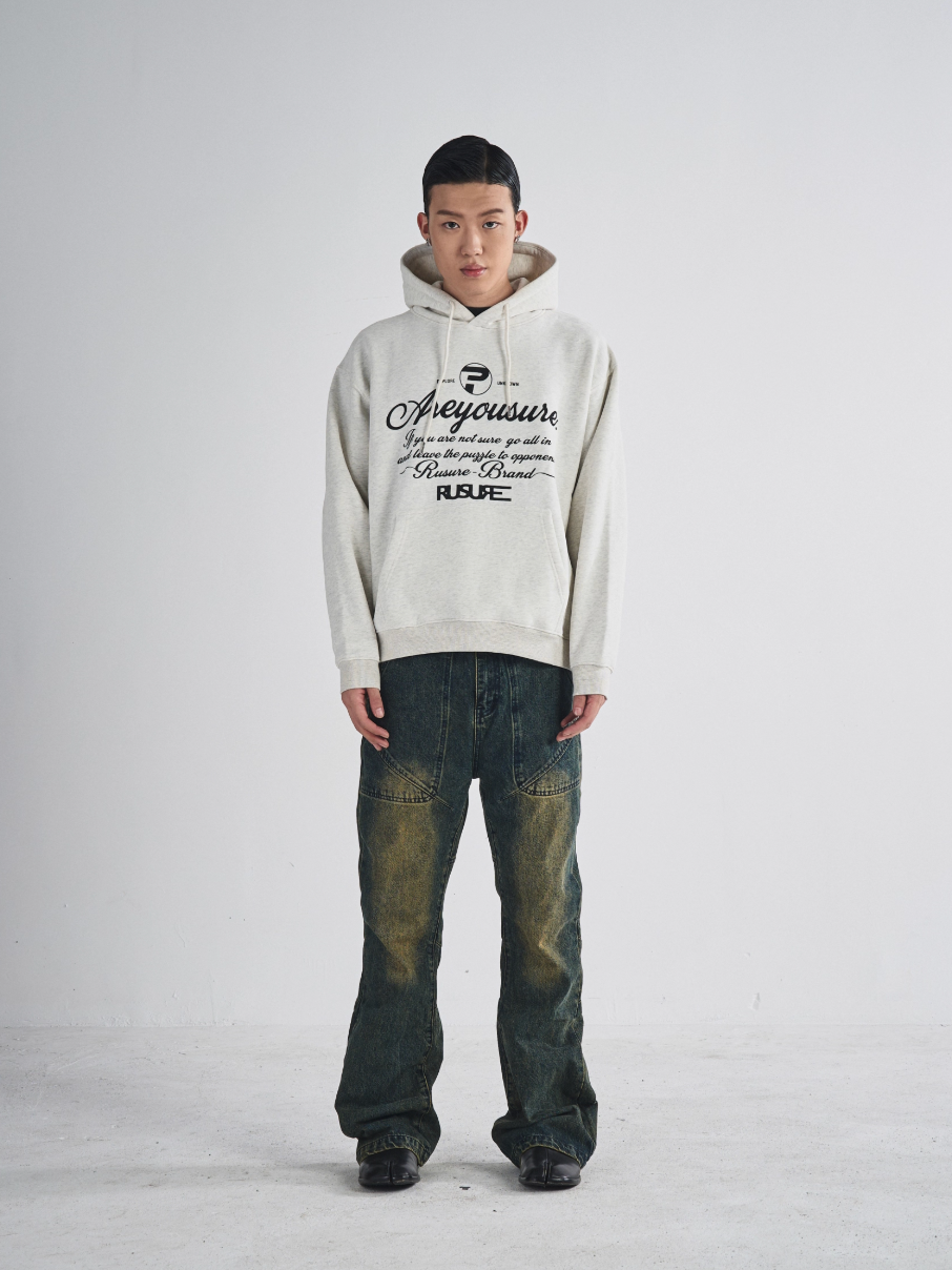 RUSURE Flower Gray Slogan Hoodie | Face 3 Face