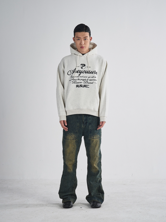 RUSURE Flower Gray Slogan Hoodie | Face 3 Face