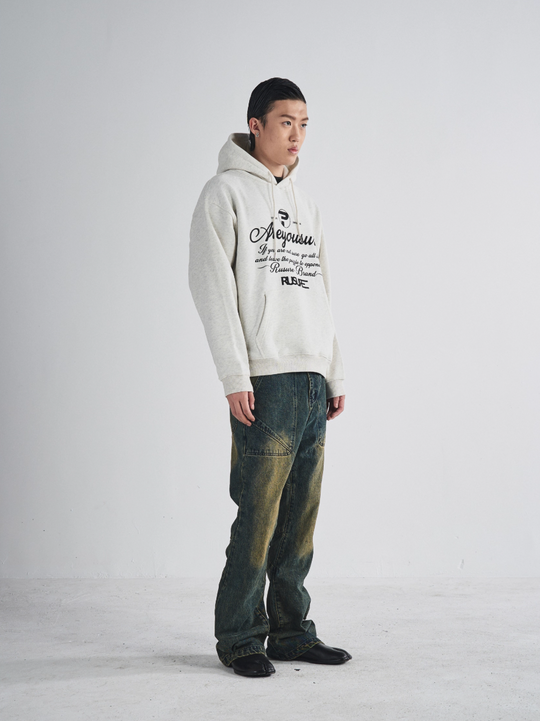 RUSURE Flower Gray Slogan Hoodie | Face 3 Face