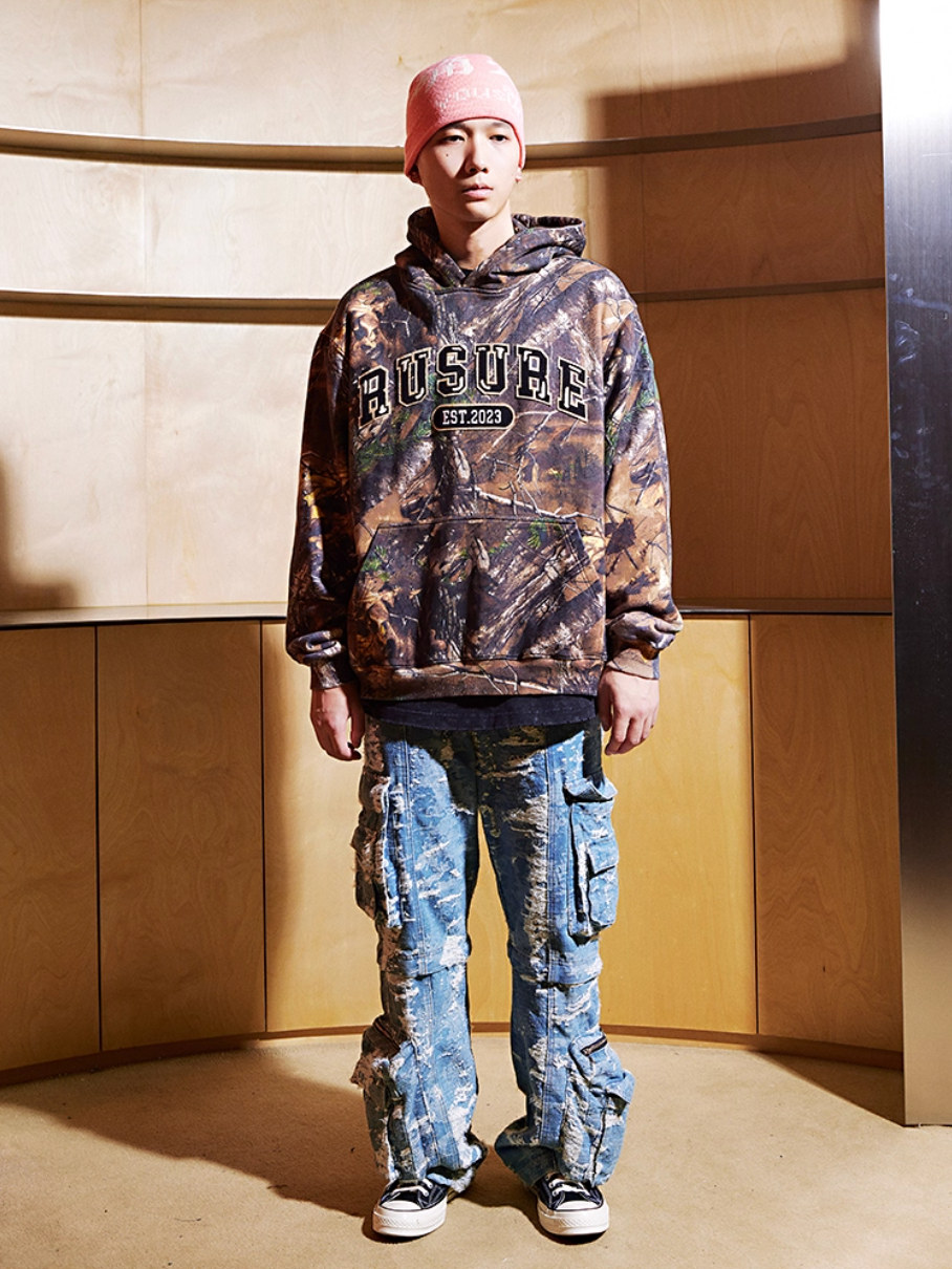 RUSURE Tree Camouflage Logo Patch Embroidered Hoodie | Face 3 Face