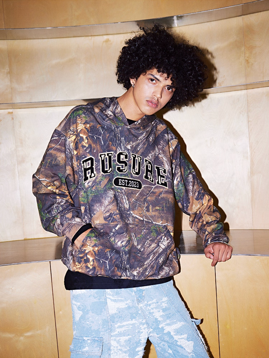 RUSURE Tree Camouflage Logo Patch Embroidered Hoodie | Face 3 Face
