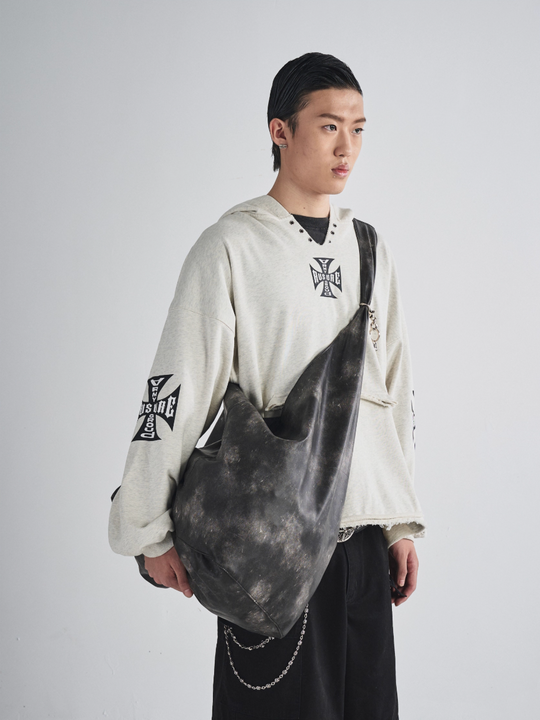 RUSURE V Neck Cross Logo Destruction Hoodie | Face 3 Face