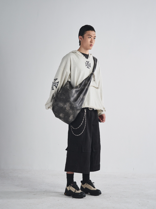 RUSURE V Neck Cross Logo Destruction Hoodie | Face 3 Face