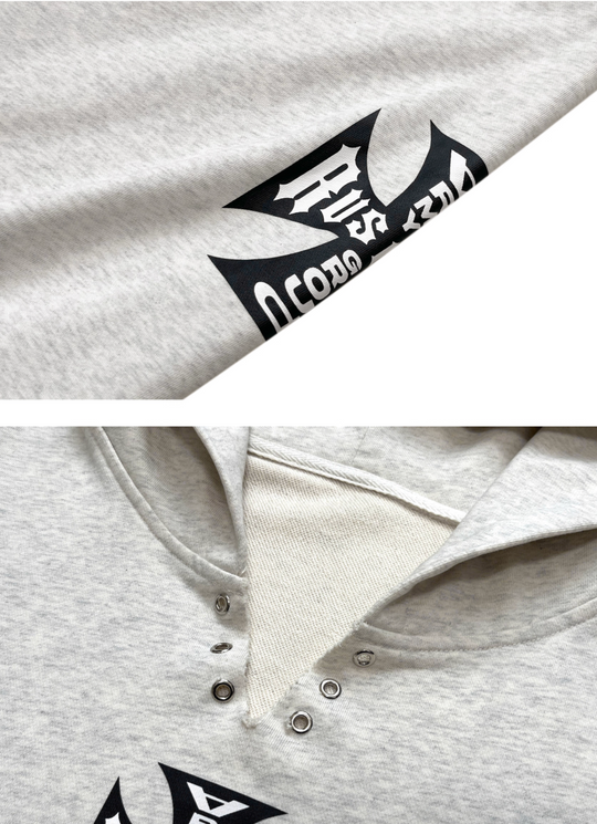 RUSURE V Neck Cross Logo Destruction Hoodie | Face 3 Face