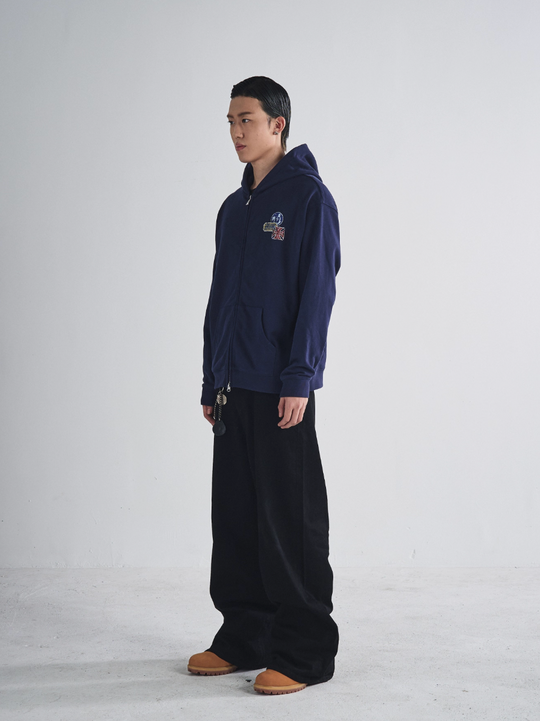 RUSURE Vintage Print Zip Up Hoodie | Face 3 Face