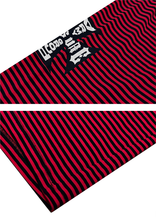 RUSURE Striped Cross Logo Print Long Sleeve Tee | Face 3 Face