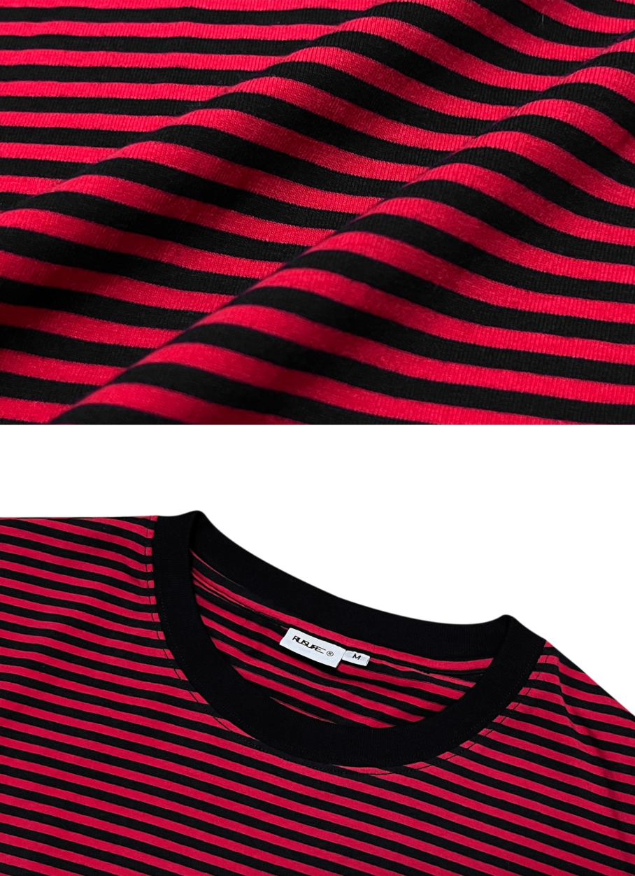 RUSURE Striped Cross Logo Print Long Sleeve Tee | Face 3 Face