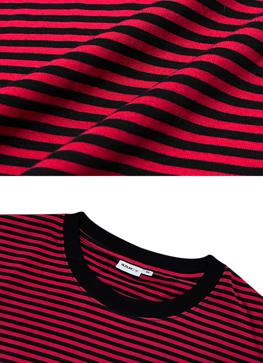 RUSURE Striped Cross Logo Print Long Sleeve Tee | Face 3 Face