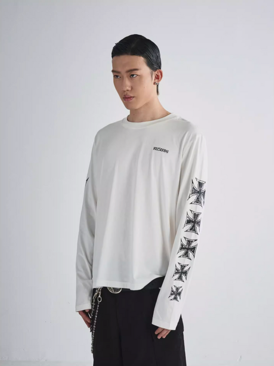 RUSURE Cross Logo Print Long Sleeve Tee | Face 3 Face