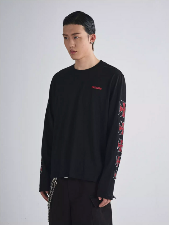 RUSURE Cross Logo Print Long Sleeve Tee | Face 3 Face