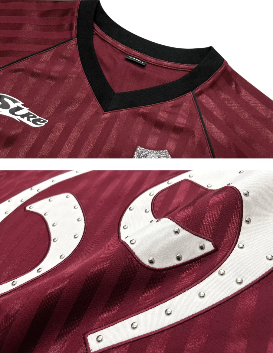 RUSURE Striped Patch Rivets Soccer Jersey | Face 3 Face