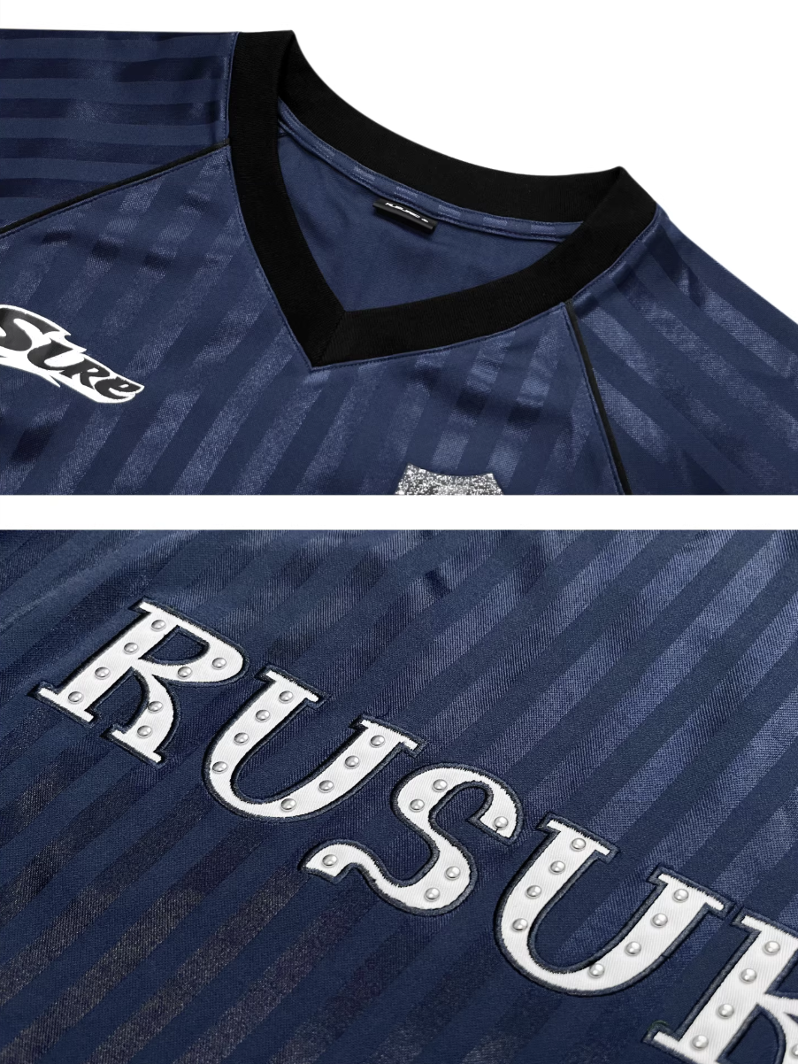 RUSURE Striped Patch Rivets Soccer Jersey | Face 3 Face