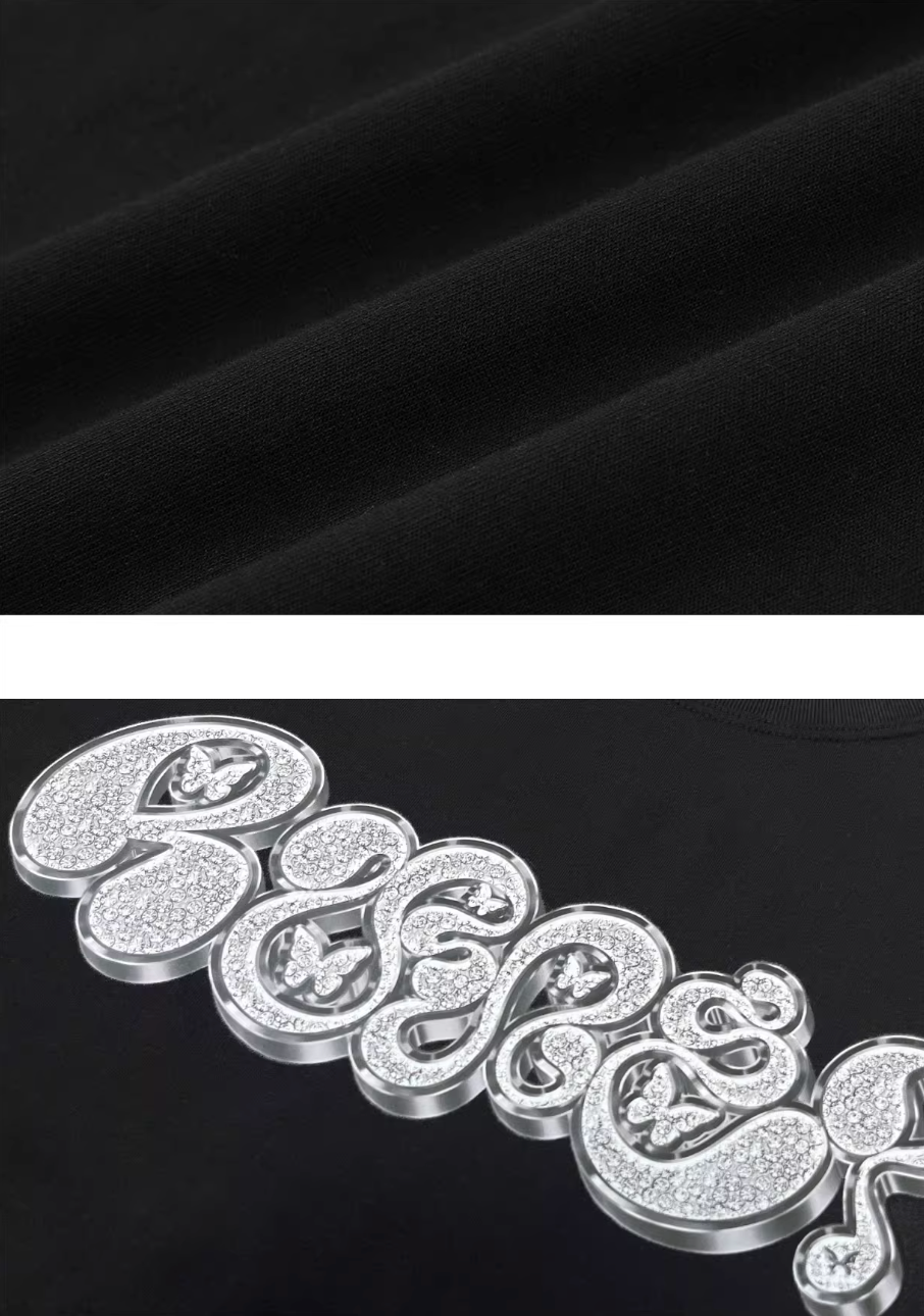 RUSURE Rhinestone Print Graphic Logo Tee | Face 3 Face