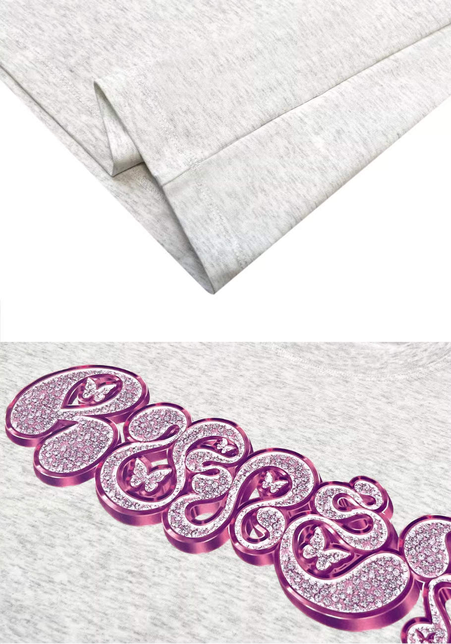 RUSURE Rhinestone Print Graphic Logo Tee | Face 3 Face