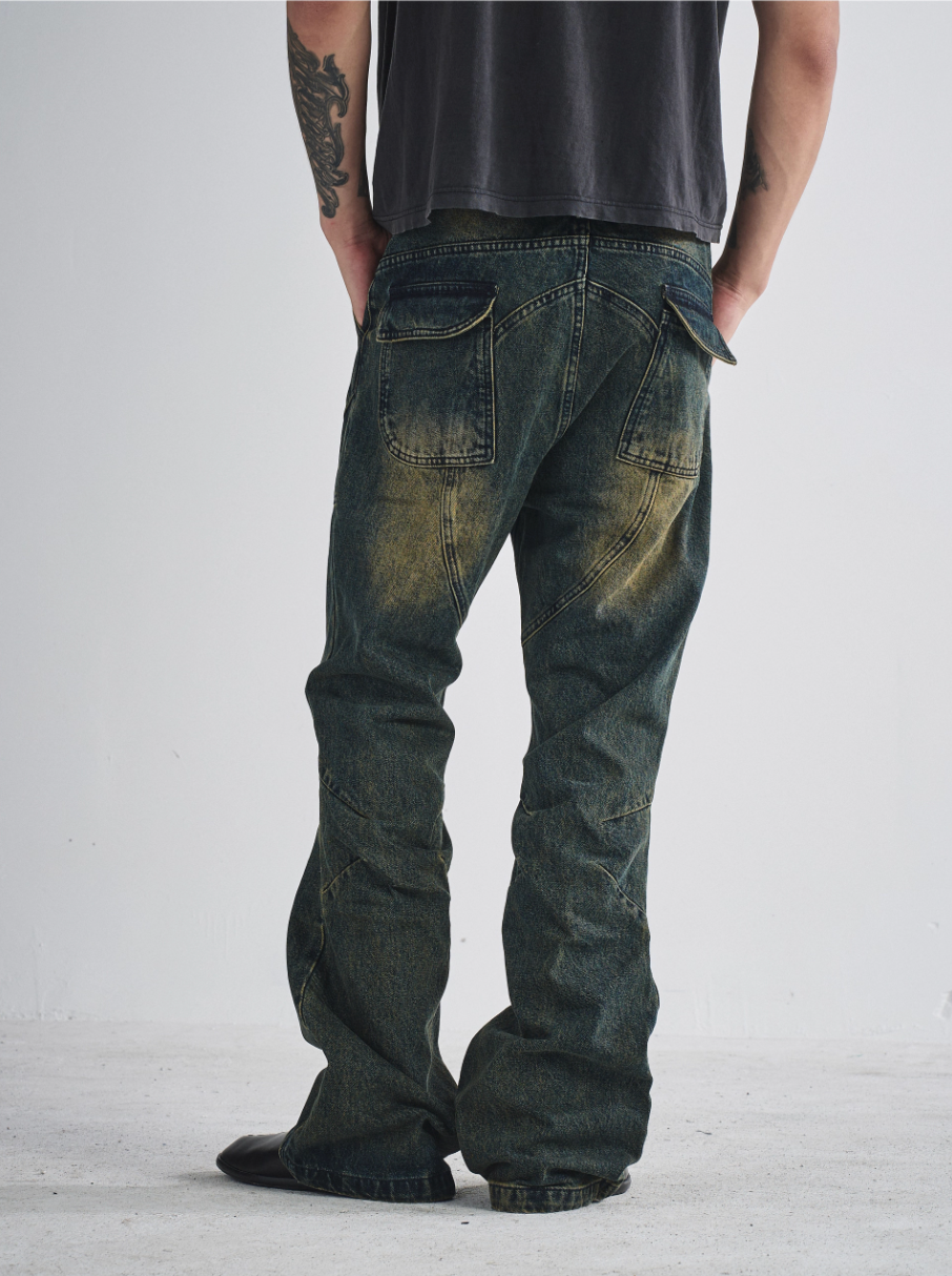 RUSURE Heavy Washed Flared Jeans | Face 3 Face
