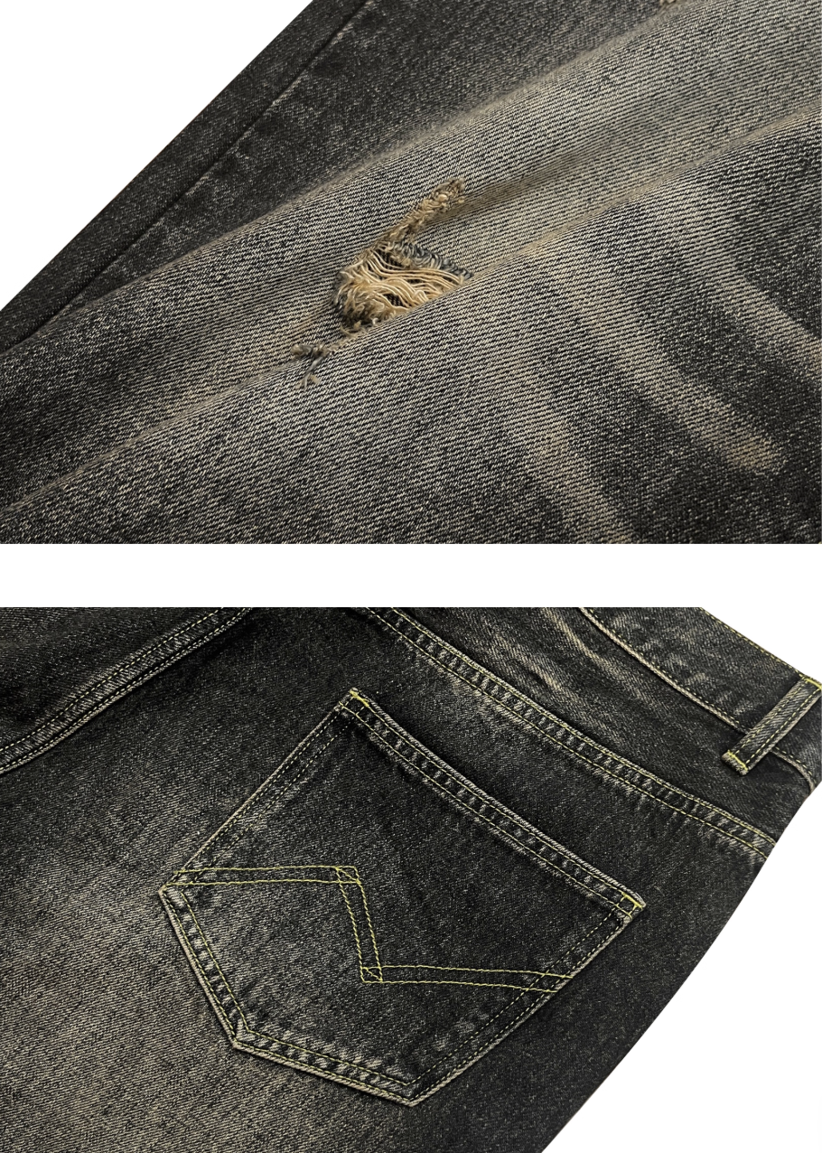 RUSURE Cat Whiskers Washed Jeans | Face 3 Face