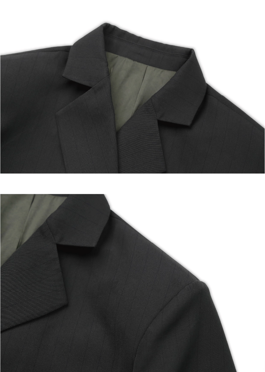 SOD Co. Deconstructed Pinstripe Double Breasted Short Suit Jacket | Face 3 Face