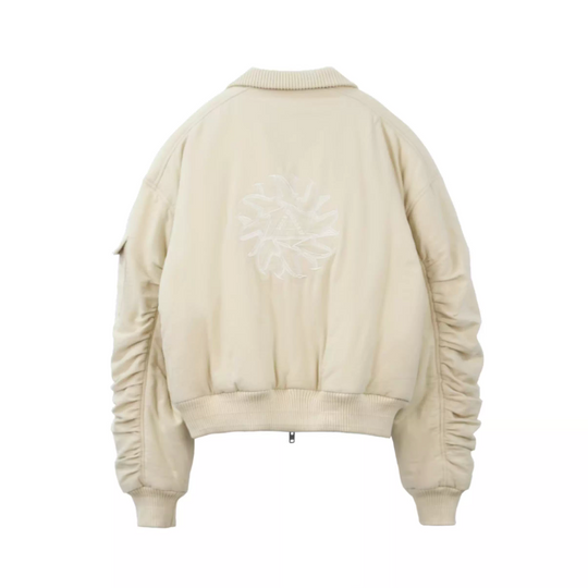 SOD Co. Beige Pilling Custom Pleated MA-1 Bomber Jacket | Face 3 Face